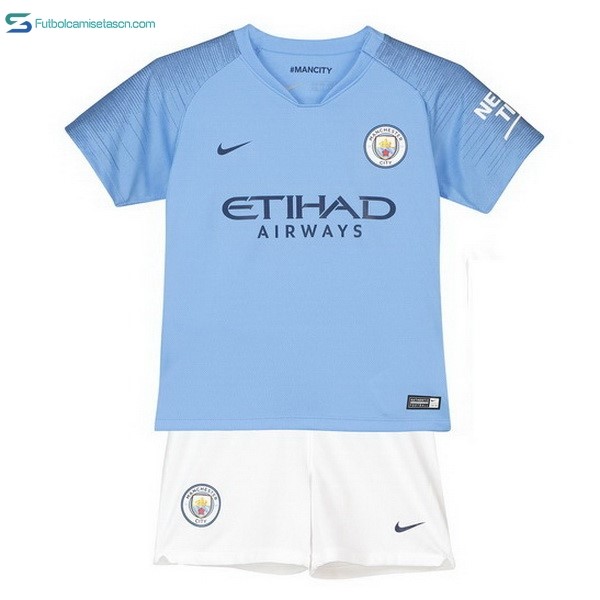 Camiseta Manchester City 1ª Niños 2018/19 Azul Blanco